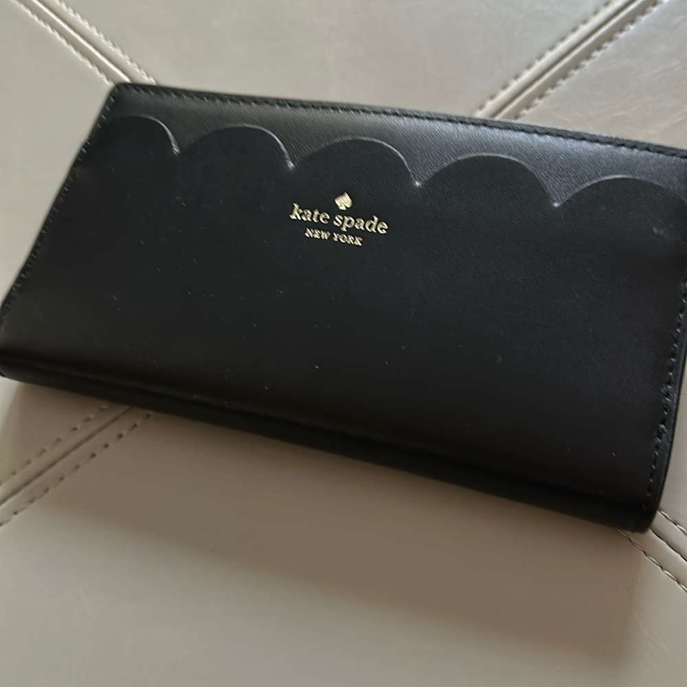 Kate Spade wallet, black with pink interior